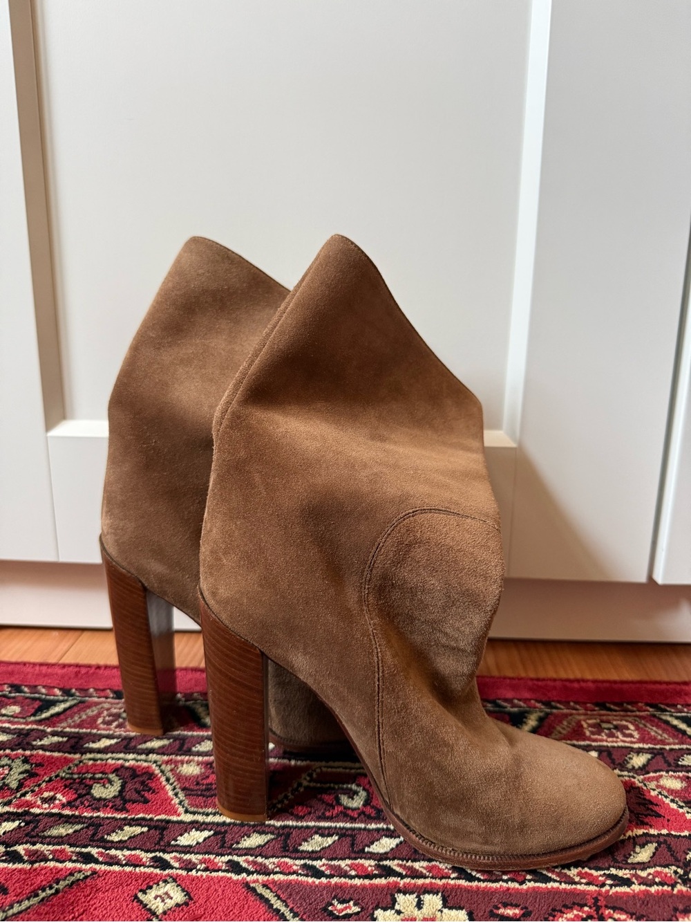 Celine Chestnut Brown Suede High Heel Ankle Booties